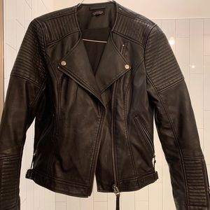 Topshop Black Leather Jacket Size 10